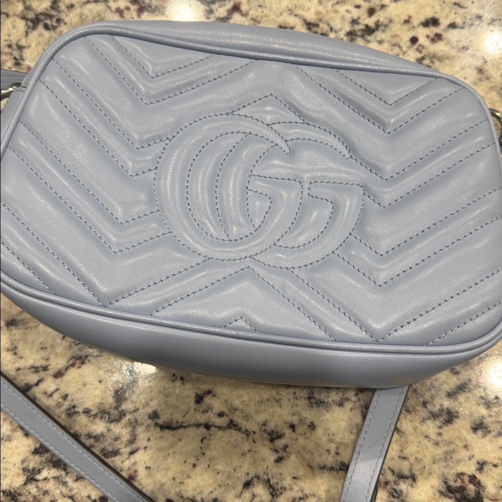 Gucci Sky Blue Chevron Crossbody Bag - Picture 6 of 11